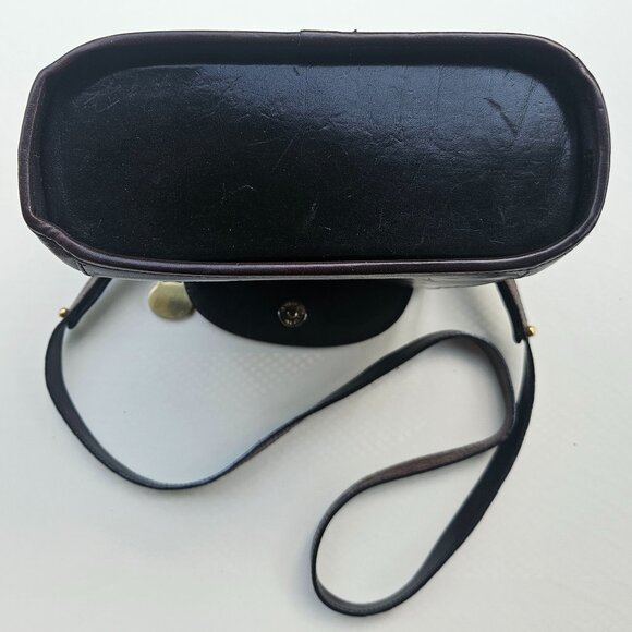 Brahmin Tuscan Black & Brown Leather Croc Embossed Crossbody Bag - Picture 5 of 13